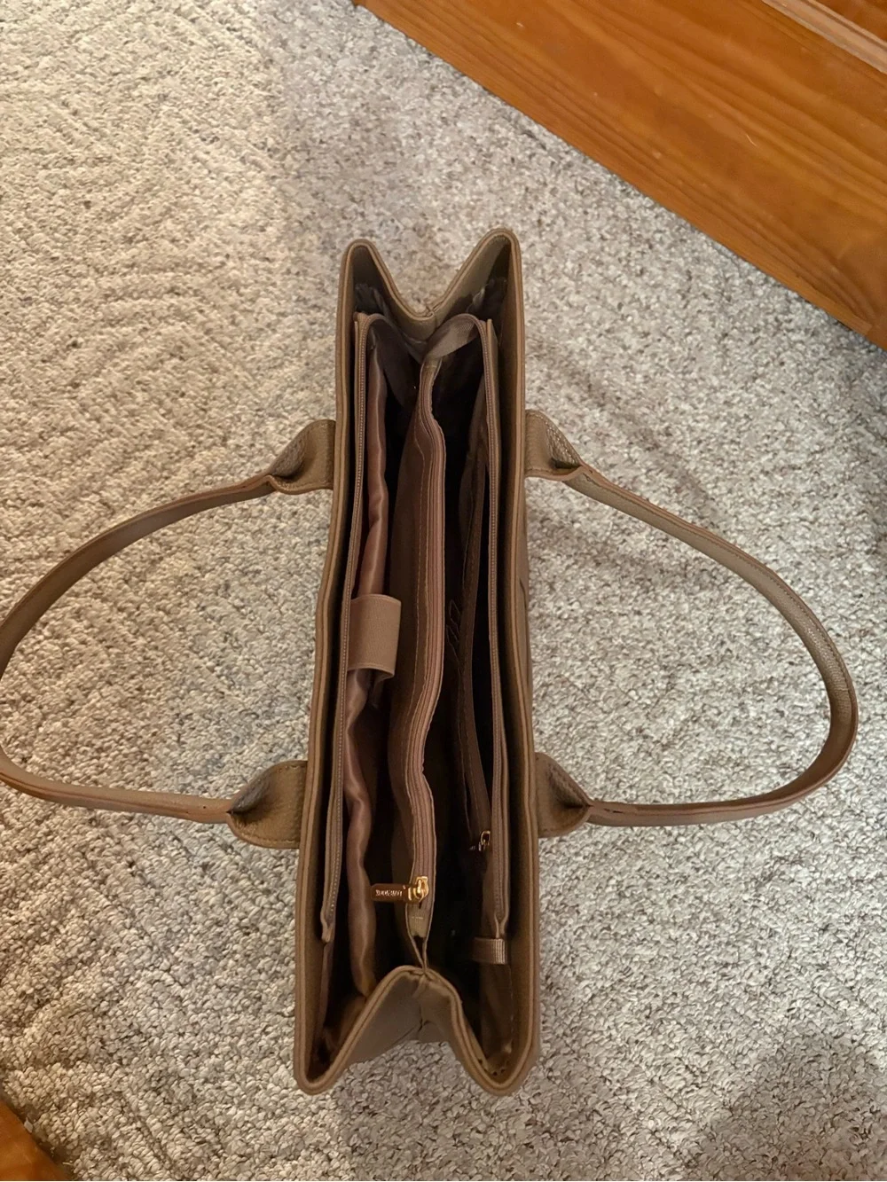 Taupe Leather Laptop Tote